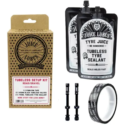 Набір безкамерки JUICE LUBES Road/Gravel, 21mm Tape, 65mm Valves, 280ml Sealant