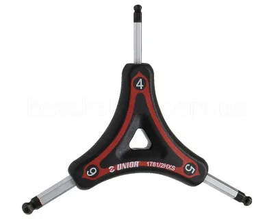 Ключ шестигранний тристоронній Unior Tools, 4x5x6 мм, (Red) червоний