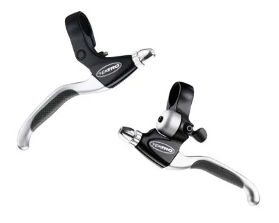 Гальмівні ручки Tektro CL530RS+CL535RT, з інтегрованим дзвоником, (Black/Silver) чорний/сріблястий, пара