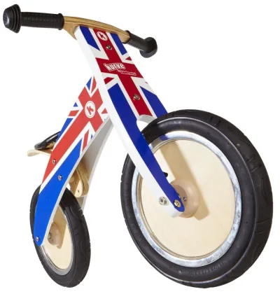 Біговел 12" Kiddimoto Kurve дерев'яний, британський флаг