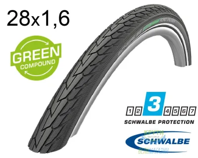Покришка 28X1.60 700X40C (42-622) Schwalbe Road Cruiser K-Guard Active B/B+RT  Hs484 Green, 50 EPI