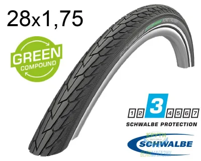 Покрышка 28X1.75 (47-622) Schwalbe Road Cruiser K-Guard Active B/B+RT Hs484 Green 50 EPI