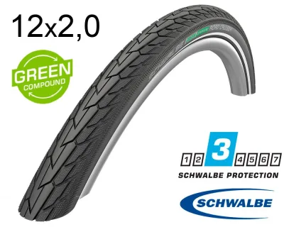 Покрышка 12X2.00 (50-203) Schwalbe Road Cruiser K-Guard Active B/B Hs484 Green, 50 EPI