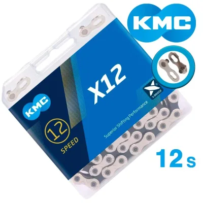 Ланцюг KMC X12 Silver/Black 12 швидкостей 126 ланок срібний/чорний + замок