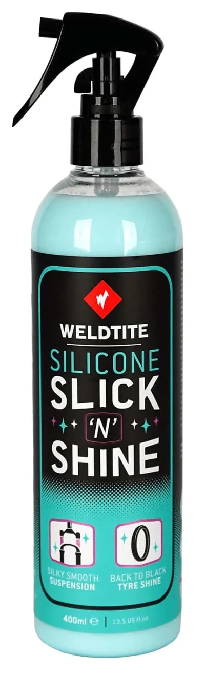 Силіконовий захист і блиск Weldtite 03042 Silicone Slick 'N' Shine для ніг виделок та покришок, спрей, 400мл