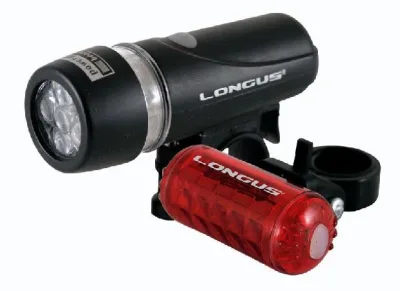 КОМПЛЕКТ: Світло FIVE 5+5LED переднє Longus 5LED/4 ф-ції + заднє 5LED/4 ф-ції, чорний