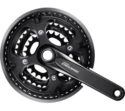 Шатуни Shimano FC-M6010-3 DEORE, інтегрована вісь, 175мм 48x36x26 10-шв., пластиковий захист, чорні, OEM