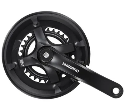 Шатуни Shimano FC-TY501, 175мм, 46x30, пластиковий захист, чорні, OEM