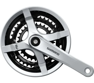 Шатуни Shimano FC-TY501, 170мм, 48X38X28, 6/7/8-шв, захист зірок, сірі