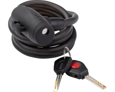 Замок тросиковий KLS Coil чорний 10х1800 мм