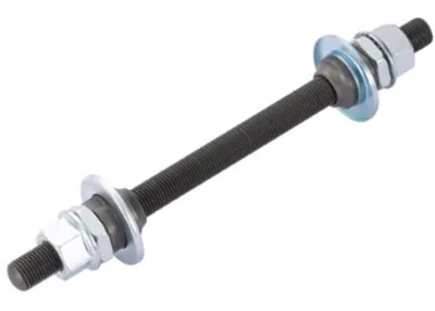 Вісь втулки пер. Quando KT-260F 140mm nut MTB на гайках стальна, чорн.
