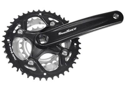 Шатун SUN RACE FCM500 24/34/42T CG (Захист ланцюга), під квадрат, L170мм чорно-сріблястий