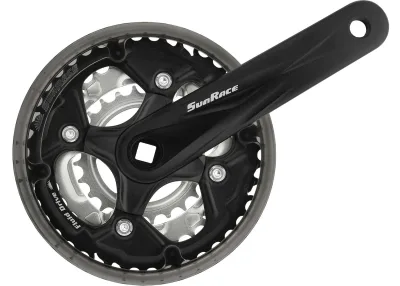 Шатун SUN RACE FCM500 24/34/42T CG (Захист ланцюга), під квадрат, L175мм чорно-сріблястий